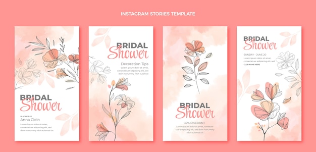 Hand drawn bridal shower instagram stories