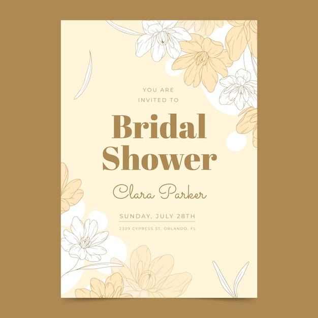 Hand drawn bridal shower invitation