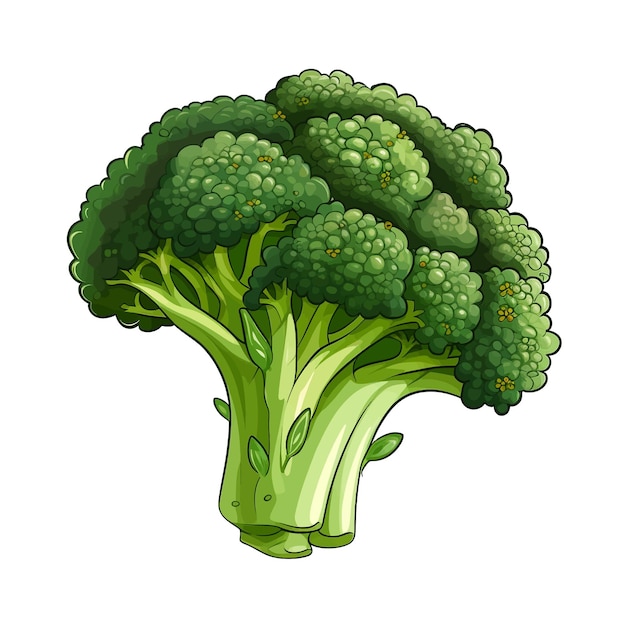 Vector hand drawn broccoli cartoon vector illustration clipart white background