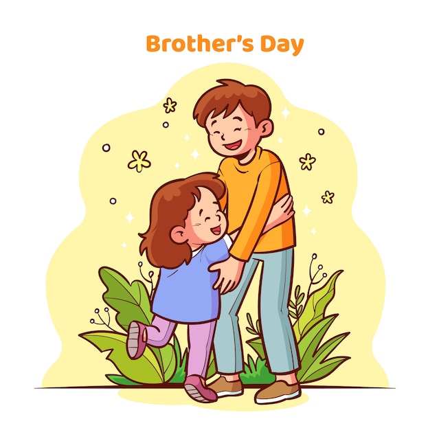 Vector hand drawn brothers day illustration