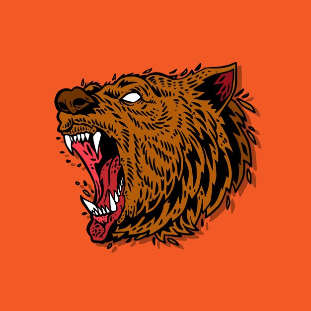 Вектор Нарисованная рукой голова бурого медведя для логотипа и иллюстраций