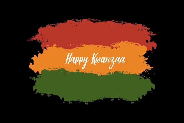 Hand drawn brush artistic grunge textured Pan African flag Happy Kwanzaa simple greeting card