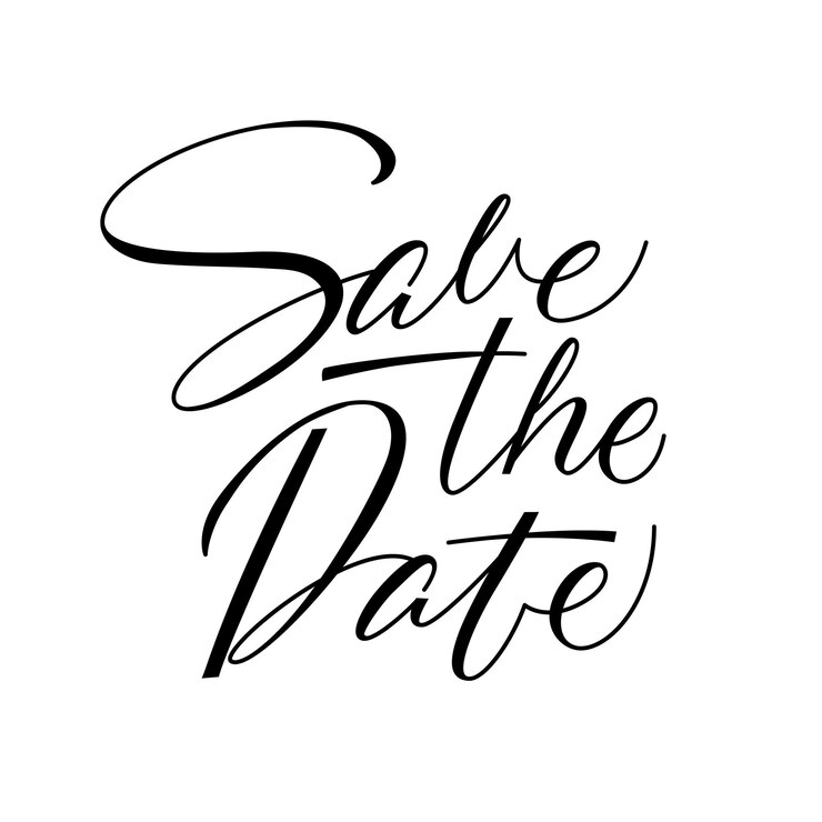 Vector hand drawn brush lettering ink writing in modern calligraphy style save the date text elegant script spelling for decoration of the wedding invitation vector illustration