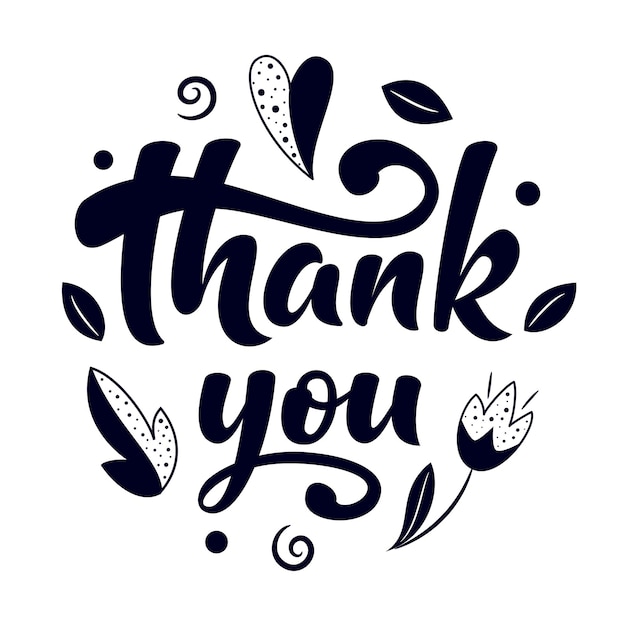 Vector hand drawn brush lettering thank you sign