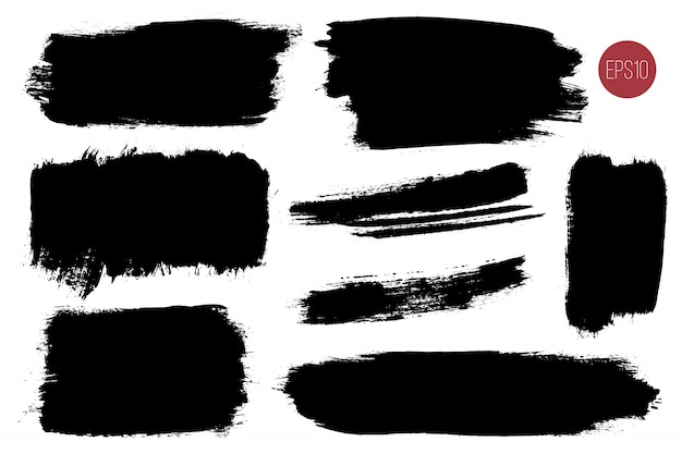 Set of grunge black brush strokes for artistic design elements. Abstract  ink stains Hand made creative abstract paint brush stroke Stock Vector  Image & Art - Alamy