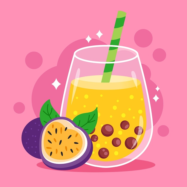 hand drawn bubble tea illustration