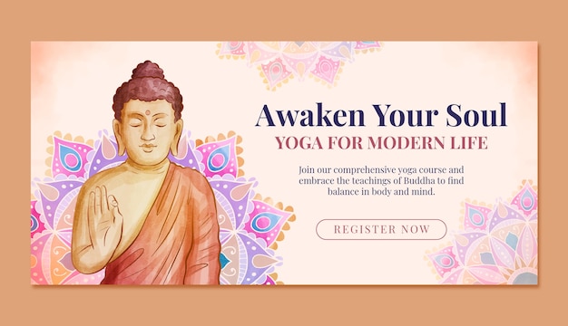 Hand drawn buddha banner design