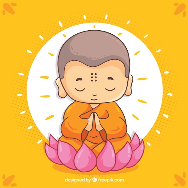 Vector hand drawn budha with smiley face