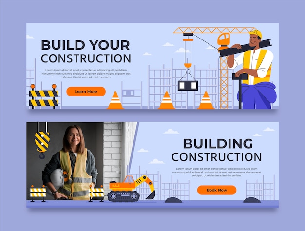 Vector hand drawn building construction banner