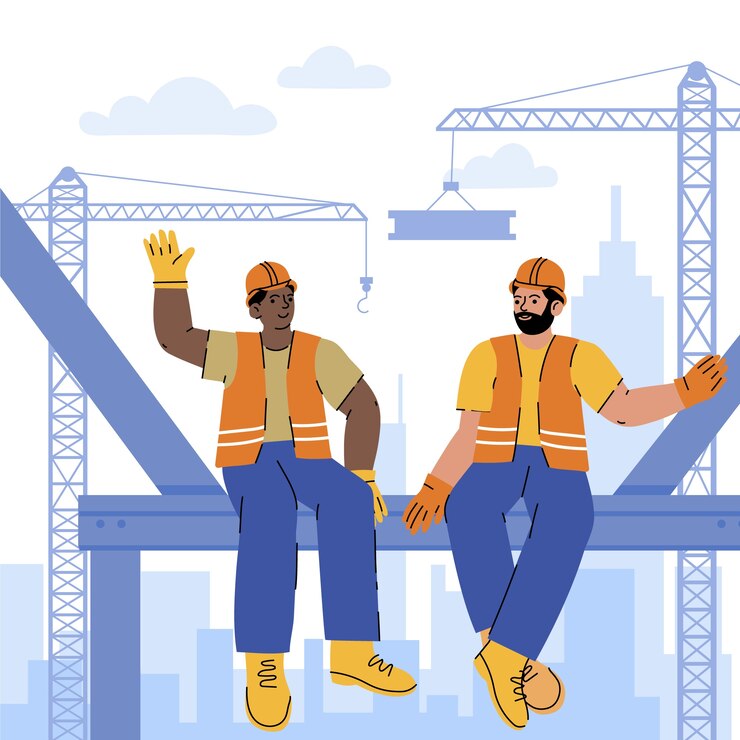 Vector hand drawn building construction illustration
