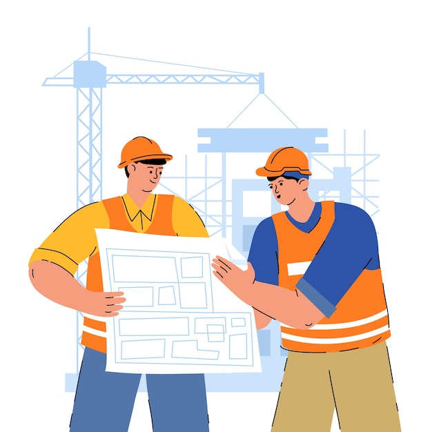 hand drawn building construction illustration