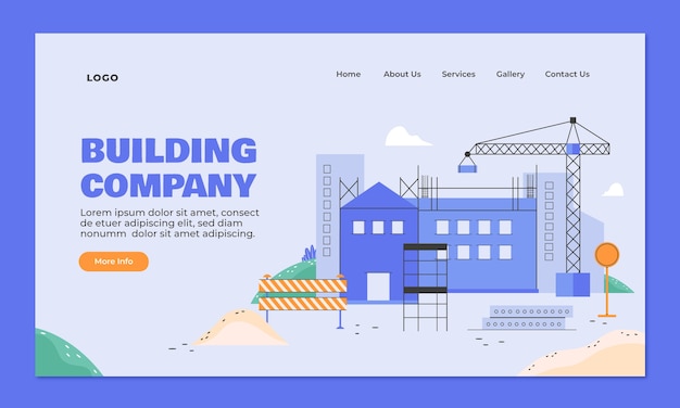 手描きの建物建設のランディングページ