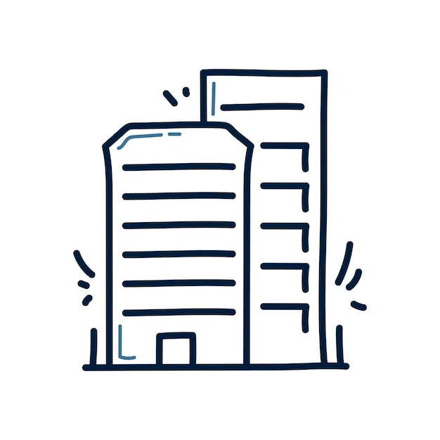 Hand drawn building doodle line illustration Building doodle icon