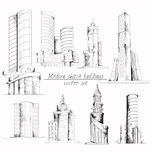 Hand drawn buildings collection