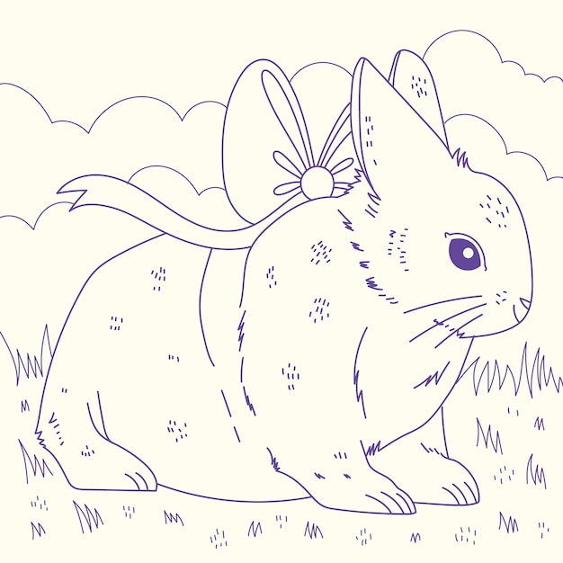 Vector hand drawn bunny outline illustration