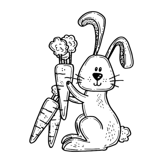 Illustrazione del contorno del coniglietto disegnato a mano