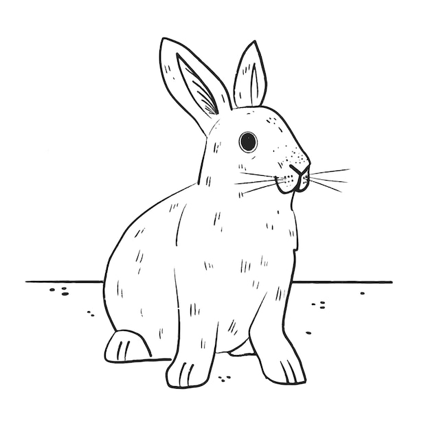 Hand drawn bunny outline illustration