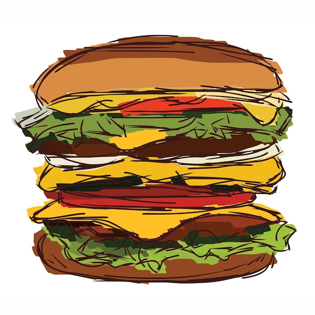 Hand drawn Burger, Ilustration Burger