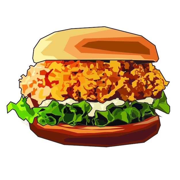 Hamburger disegnato a mano, illustrazione, hamburger vettoriale