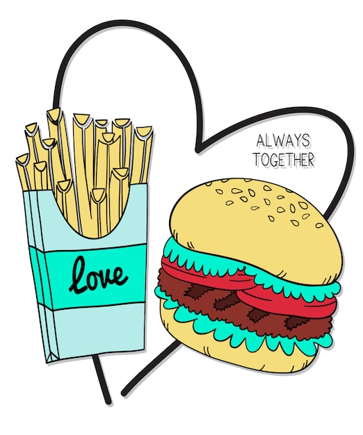 Vettore disegno vettoriale disegnato a mano hamburger per la stampa t-shirt