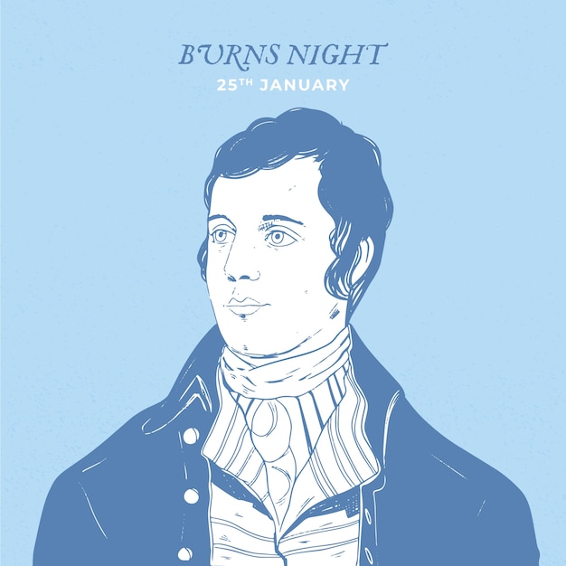 Hand drawn burns night illustration