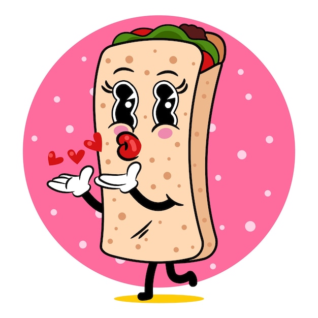 Hand drawn burrito cartoon illustration