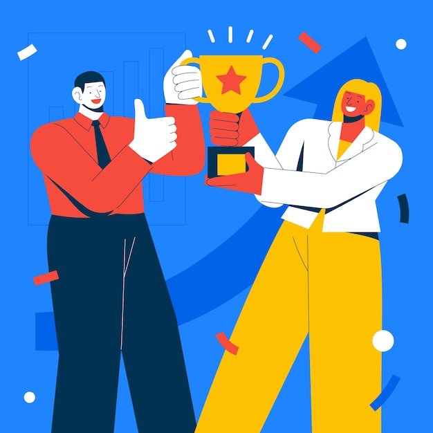 hand drawn business achievement illustration
