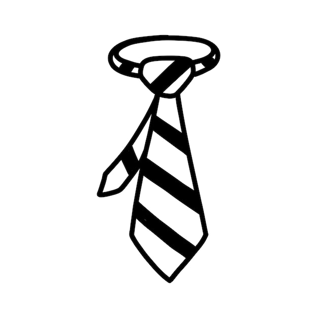 Vector hand-drawn business men's tie icon. black and white doodle illustration .