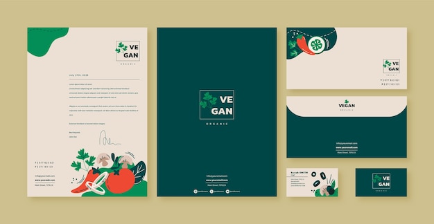 Vector hand drawn business stationery  template