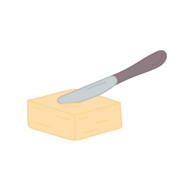 Premium Vector | Hand drawn butter and knife. cartoon design food breakfast element collection. natural food. Premium Vector | Hand drawn butter and knife. cartoon design food breakfast element collection. natural food.