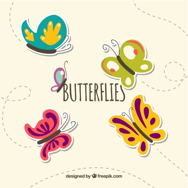 Hand drawn butterflies stickers