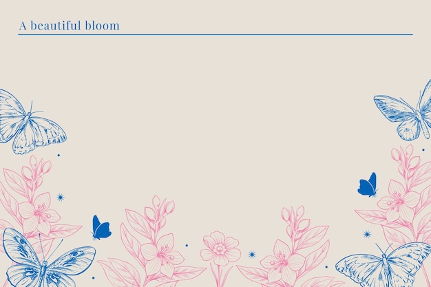Vector hand drawn butterfly background