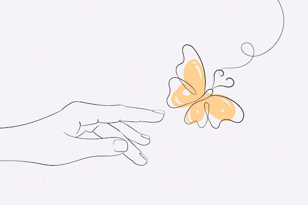 Hand drawn butterfly outline background