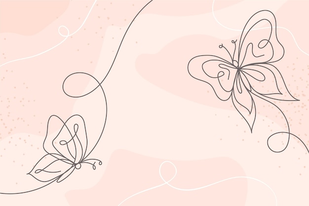 Hand drawn butterfly outline background