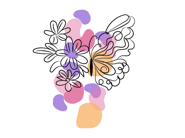 Ручно нарисованный очертательный фон бабочки