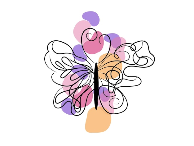 Hand drawn butterfly outline background