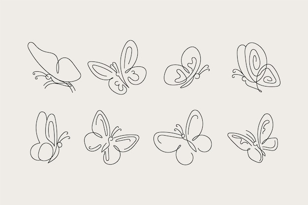 Hand drawn butterfly outline pack