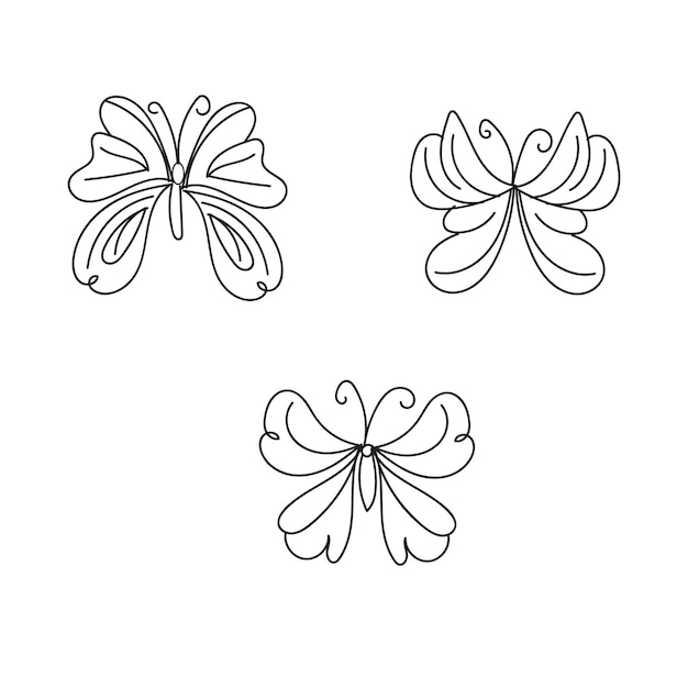 hand drawn butterfly outline pack