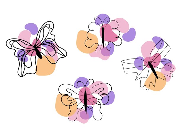 Hand drawn butterfly outline pack