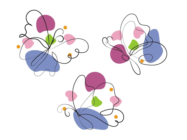 Hand drawn butterfly outline pack