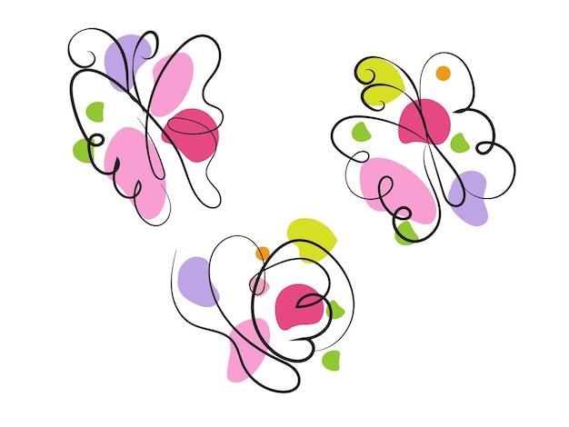 Vector hand drawn butterfly outline pack