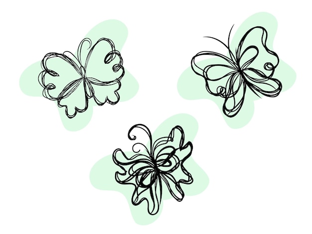 Vector hand drawn butterfly outline pack