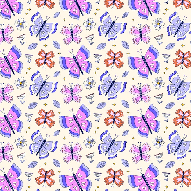 Vector hand drawn butterfly pattern design