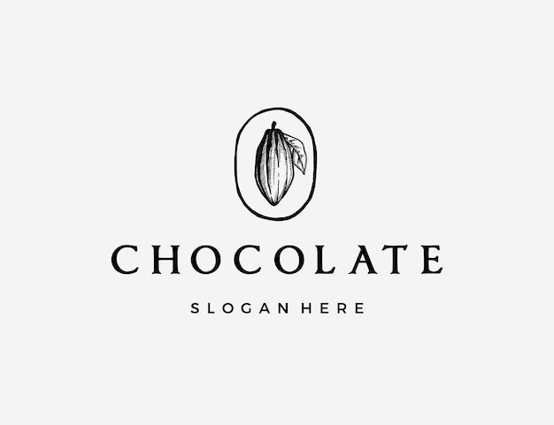 Hand drawn cacao bean logo template