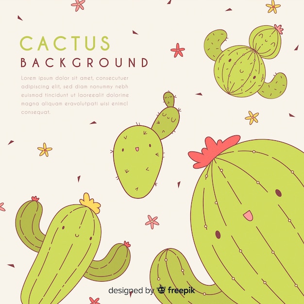 Sfondo di cactus disegnato a mano