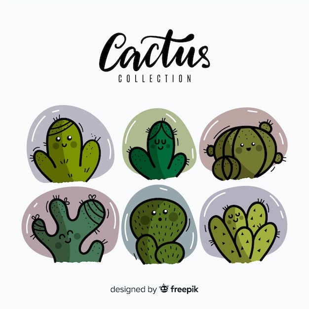 Vector hand drawn cactus background