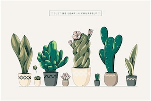 Hand drawn cactus collection illustration background