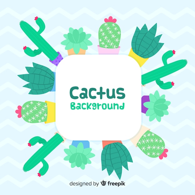 Hand drawn cactus frame background