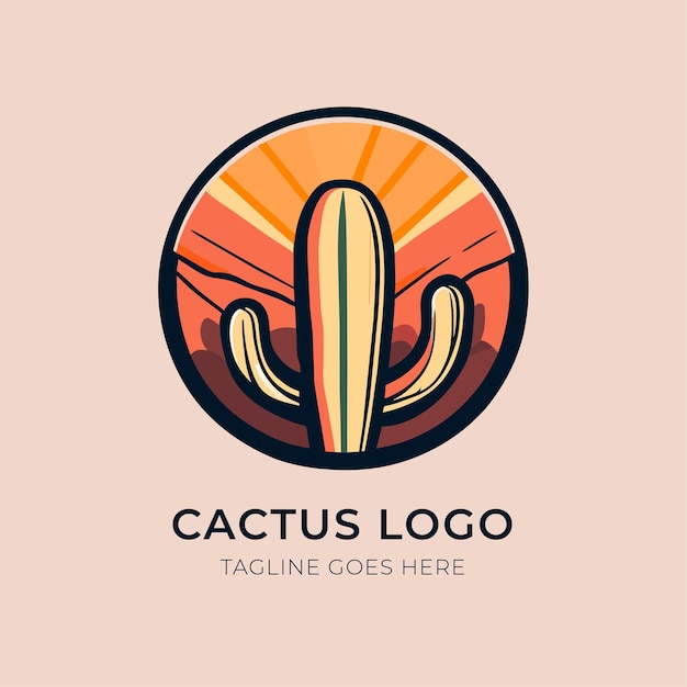 Vettore design del logo cactus disegnato a mano