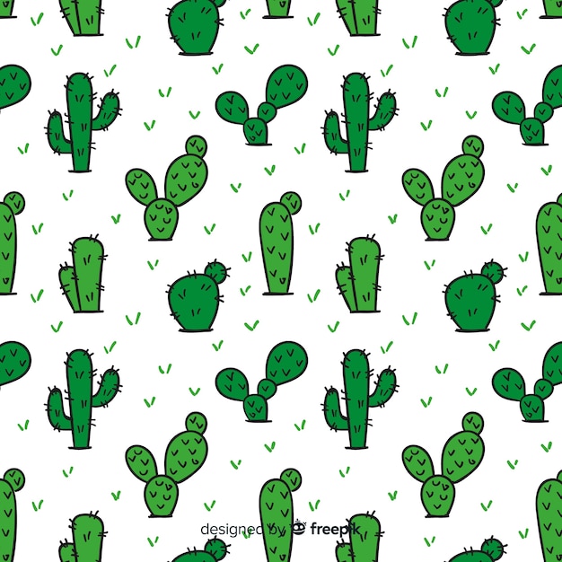 Hand drawn cactus pattern